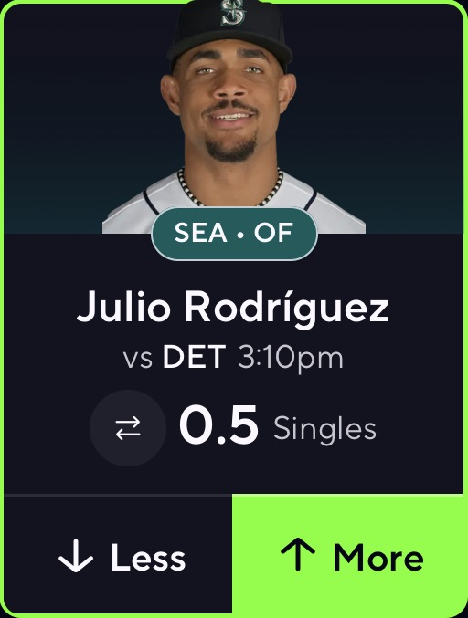 prop_wave's tweet photo. HE HAS HIT 8 SINGLES VS VALDEZ 💥

🏟️ DET @ SEA (8/6)
⬆️ Julio Rodriguez Over 0.5 Singles (-119 PP)

Full explanation below 👇 https://t.co/9LjBBUuTKa