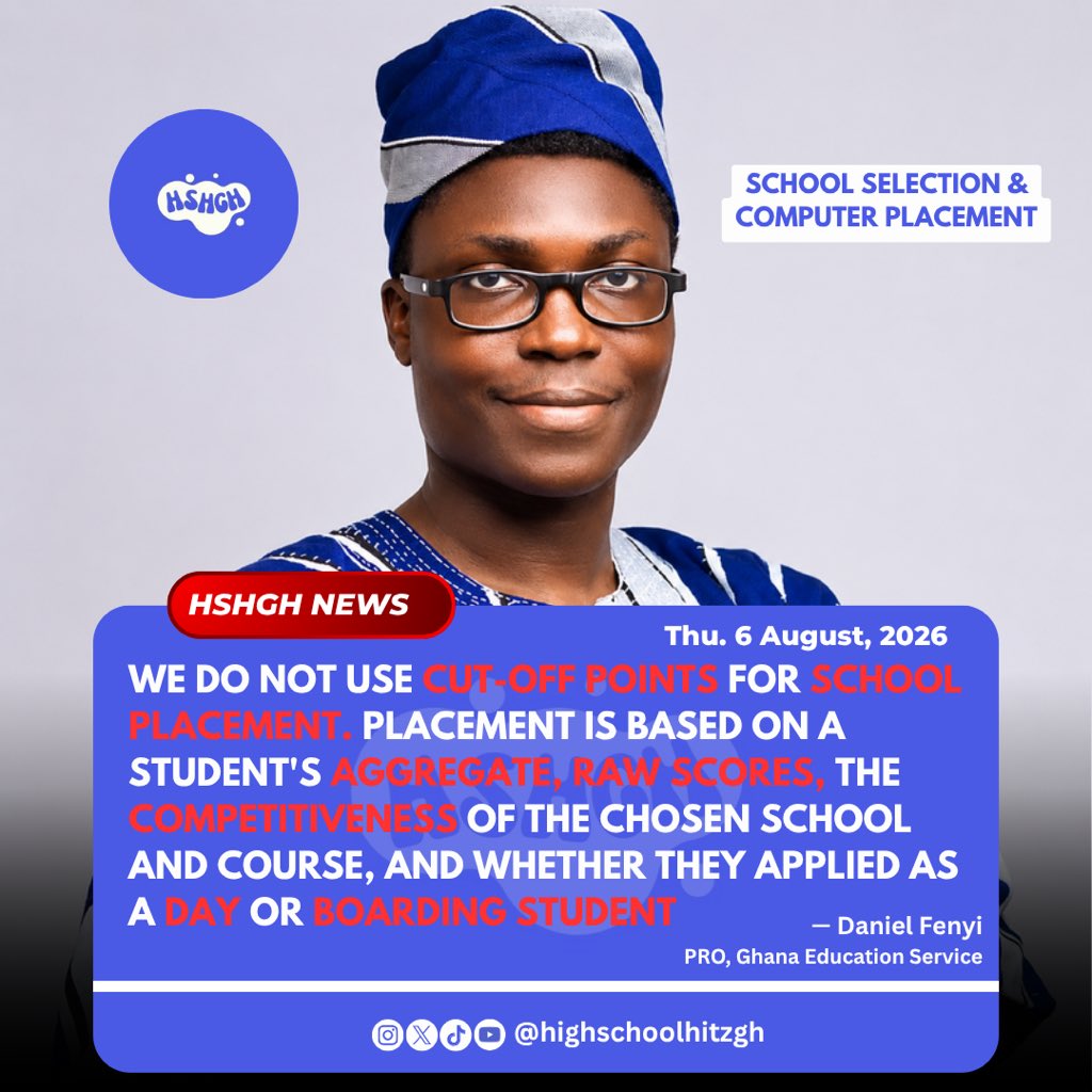 highschoolhitz's tweet photo. 🚨 GES Clarifies: SHS Placement Is Not Based on Cut-Off Points

#hshghnews #highschoolhitzgh https://t.co/GjCHRZHLmH