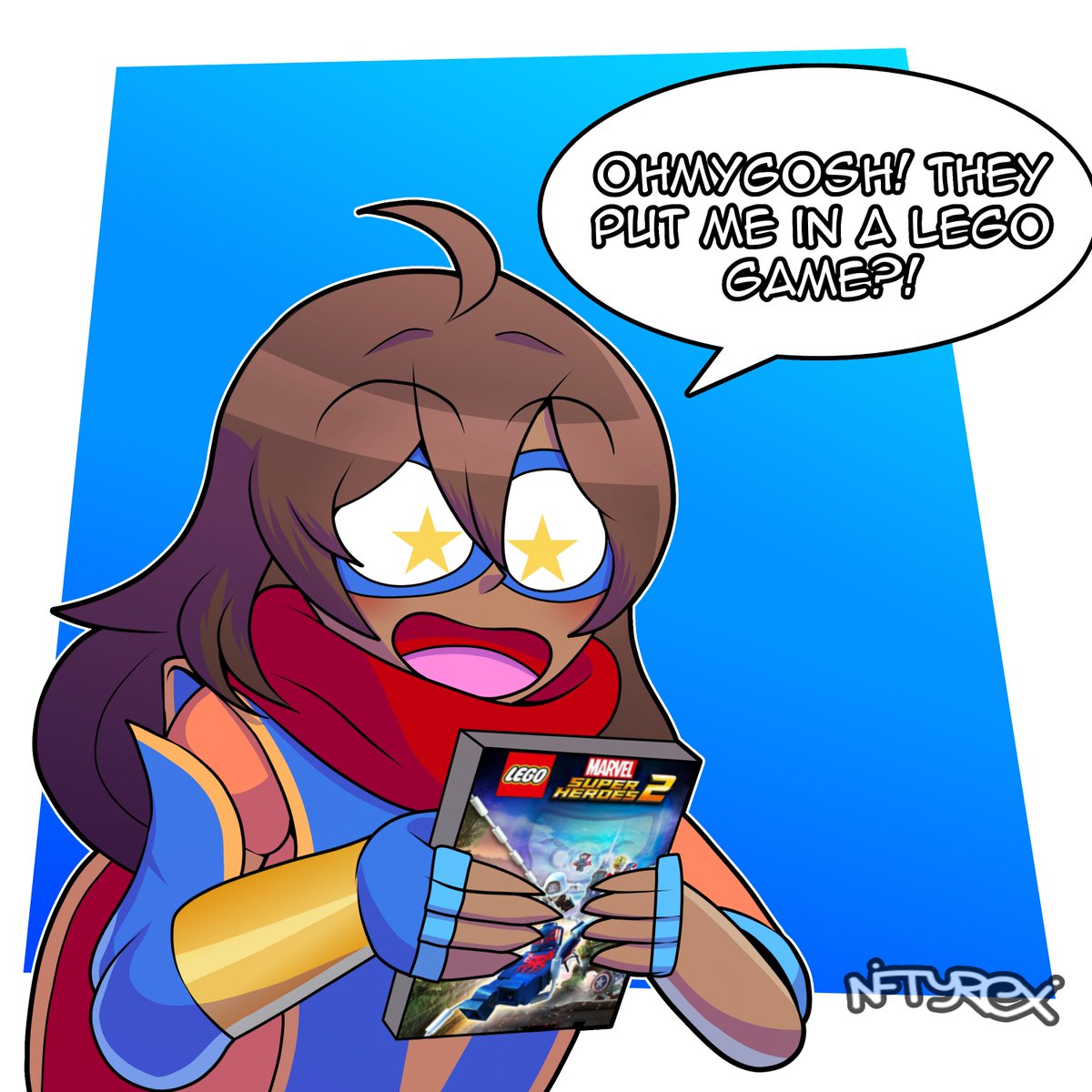 OGNiftyrex's tweet photo. Happy Marvel Tokon release day! Here's Ms. Marvel playing a different game. https://t.co/n9GkYZ8B2u