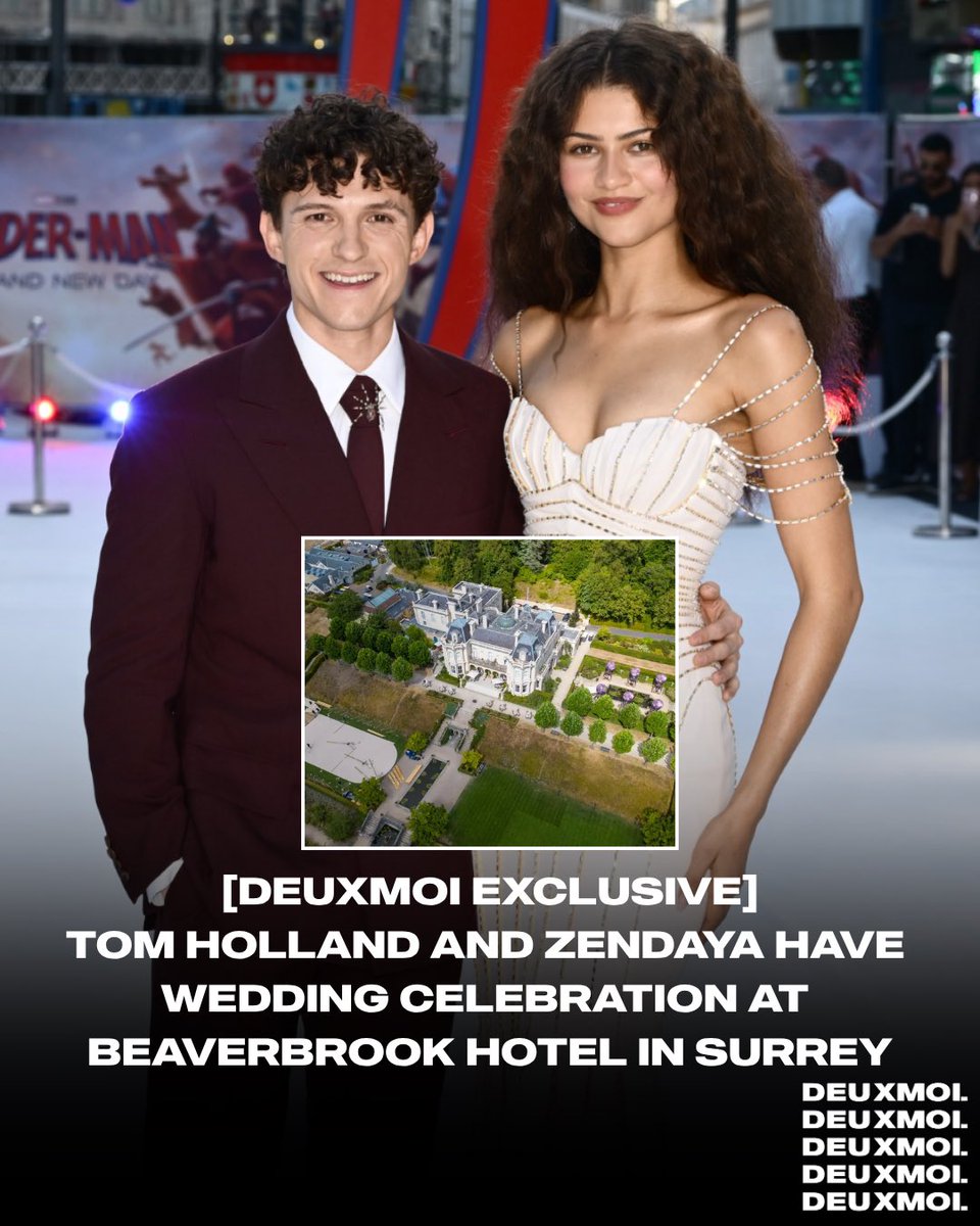deuxmoiworld's tweet photo. As we previously reported, Tom Holland and Zendaya appeared to have already married privately some time this year. This week, the couple celebrated the occasion with family and friends at Beaverbrook Hotel in Surrey. Congratulations to the happy couple! 📸Beaverbrook/@BackgridUS https://t.co/KrJGWX3bEu