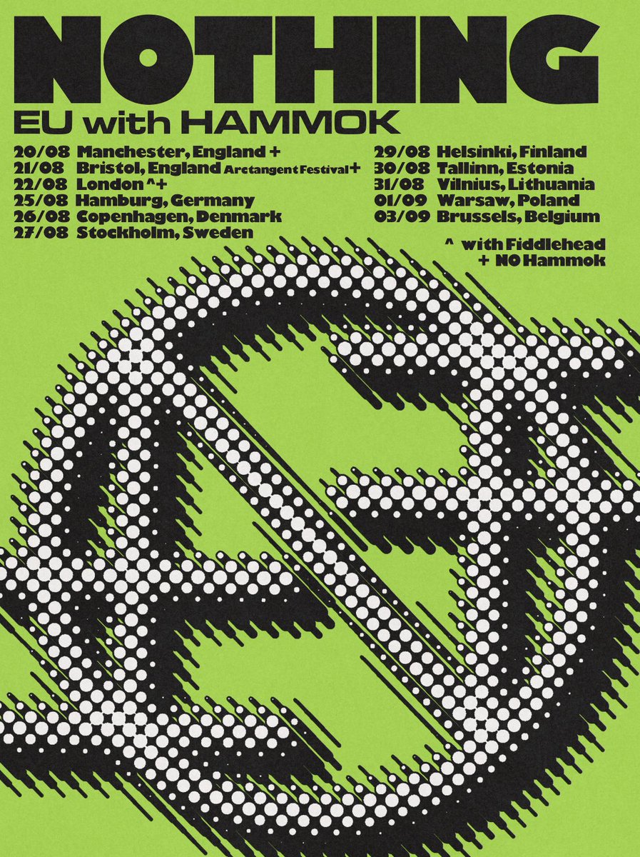 BandofNOTHING's tweet photo. back in eu w Hammok &amp; @fiddleheadusa and to stop in on @ATGFestival - late Manchester gig added as well because why not? Tickets available now and moving fast https://t.co/TYA4ohKXiX https://t.co/sNLY1NgwQ9