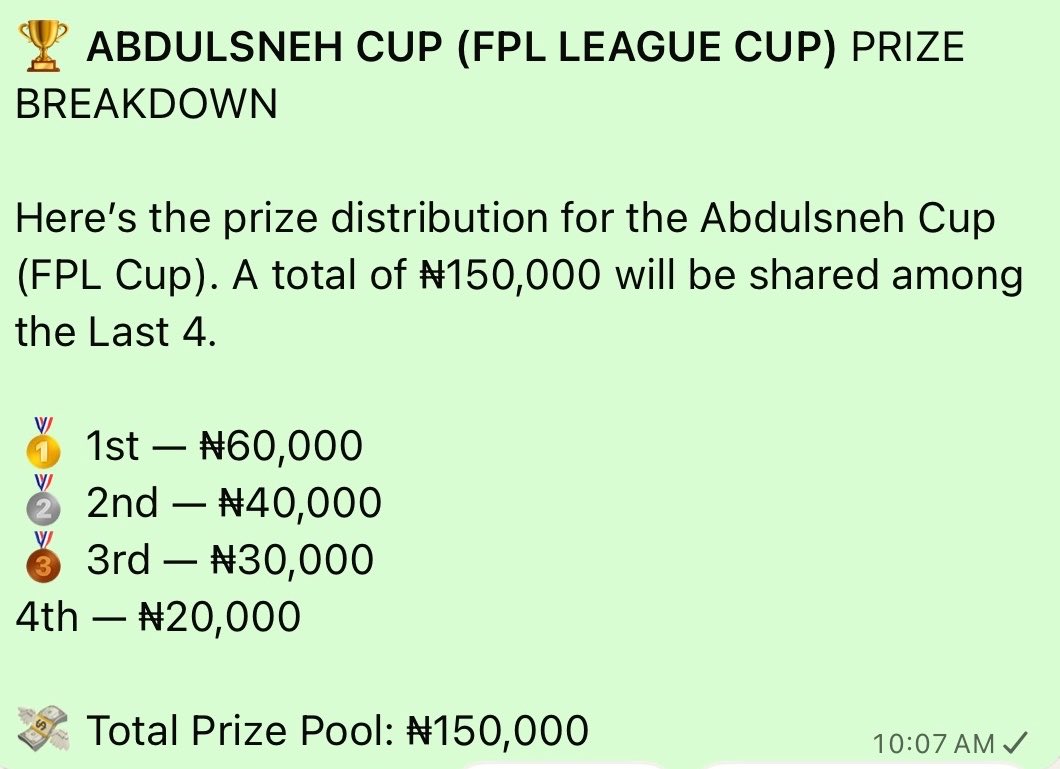 Tekkersfpl's tweet photo. Here are some of the prizes up for grabs in our ₦3,000,000 FPL prize pool this season! 🔥

Swipe through the screenshots and see what’s waiting for you.👀

🚨 More competitions and prizes are still to be announced… Stay tuned!

#FPL #FantasyPremierLeague #FPLNigeria #TekkersFPL https://t.co/jYqj9rk8x1