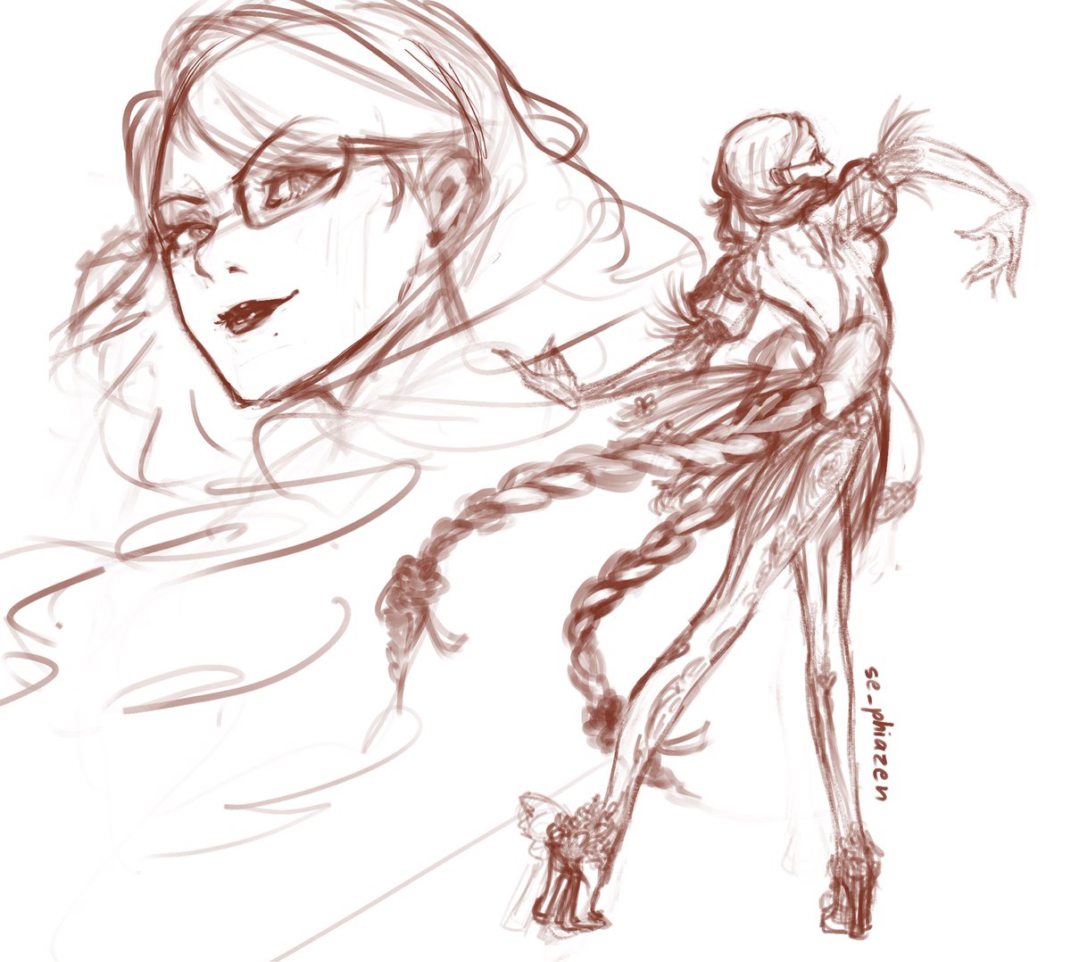 SE_phiazen's tweet photo. I survived the face angle I think?, some sketches with Cereza #rkgk https://t.co/Ean1tWXPJR