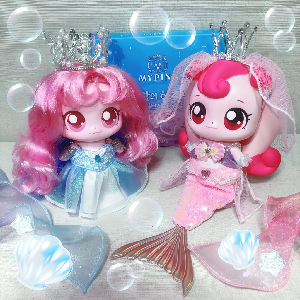 catchyumiping's tweet photo. ハチュピンとマイピン、映画の衣装に着替えてもらいました🐳🫧マーメイド姿かわいすぎるのでは… ⁄(⁄ ⁄>⁄-⁄<⁄ ⁄)⁄💕 #하츄핑 #티니핑 #ティニピン https://t.co/bofGKZkUOk