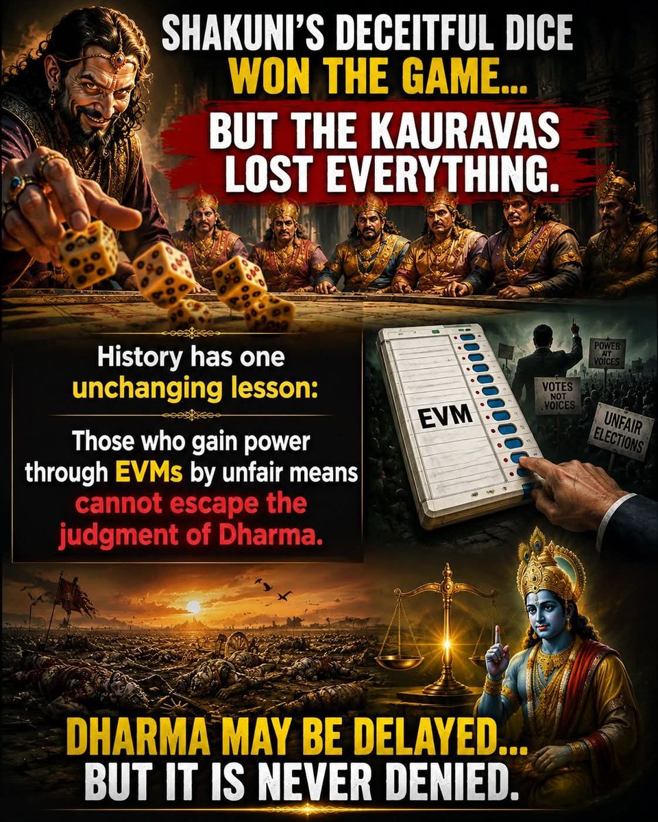 Porlashiva's tweet photo. EVMS are Adharma Sakuni Deceitful Maya Dice, defeating peoples' will of India. https://t.co/UEcDBywkb2