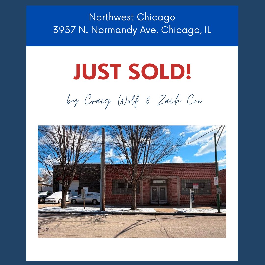 StraussChicago's tweet photo. JUST SOLD! Strauss Realty's Zach Coe facilitated the sale of this 6,200 square foot industrial building at 3957 N. Normandy in #chicago. #ChicagoCRE #Chicagobroker #commercialrealestate #industrialproperty #warehousechicago https://t.co/lx2MoCdjyG