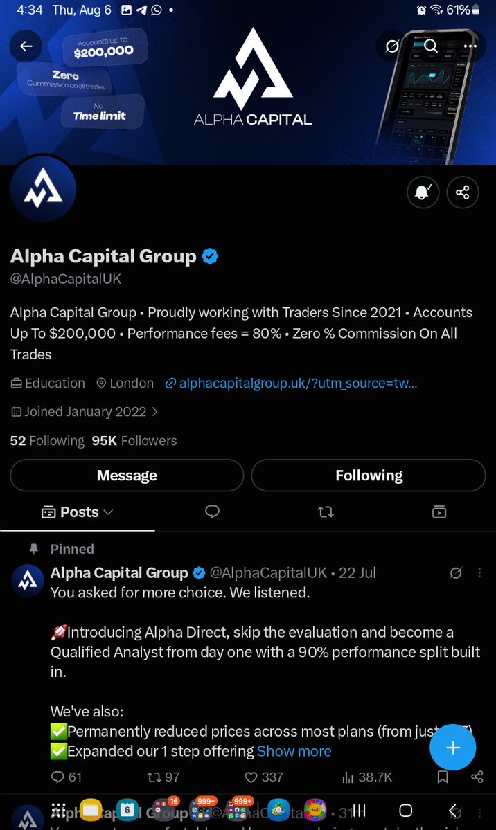 ASMuhammad23's tweet photo. @Mr__BlazeFx @Fairy_Pips @AlphaCapitalUK @ahmedfa31194050 @abdulba41699828 @babujin_fx 

This is the first time to get Alpha capital account https://t.co/i4q6YpQVIC