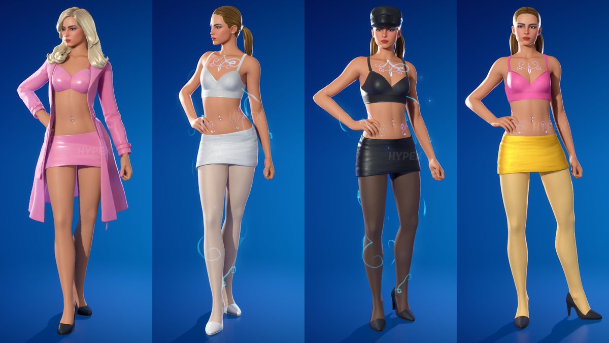 infoaddisonrbr's tweet photo. Novo visual de todas as skins disponíveis para a colaboração da Addison Rae com o Fortnite. https://t.co/HcK343p2T2