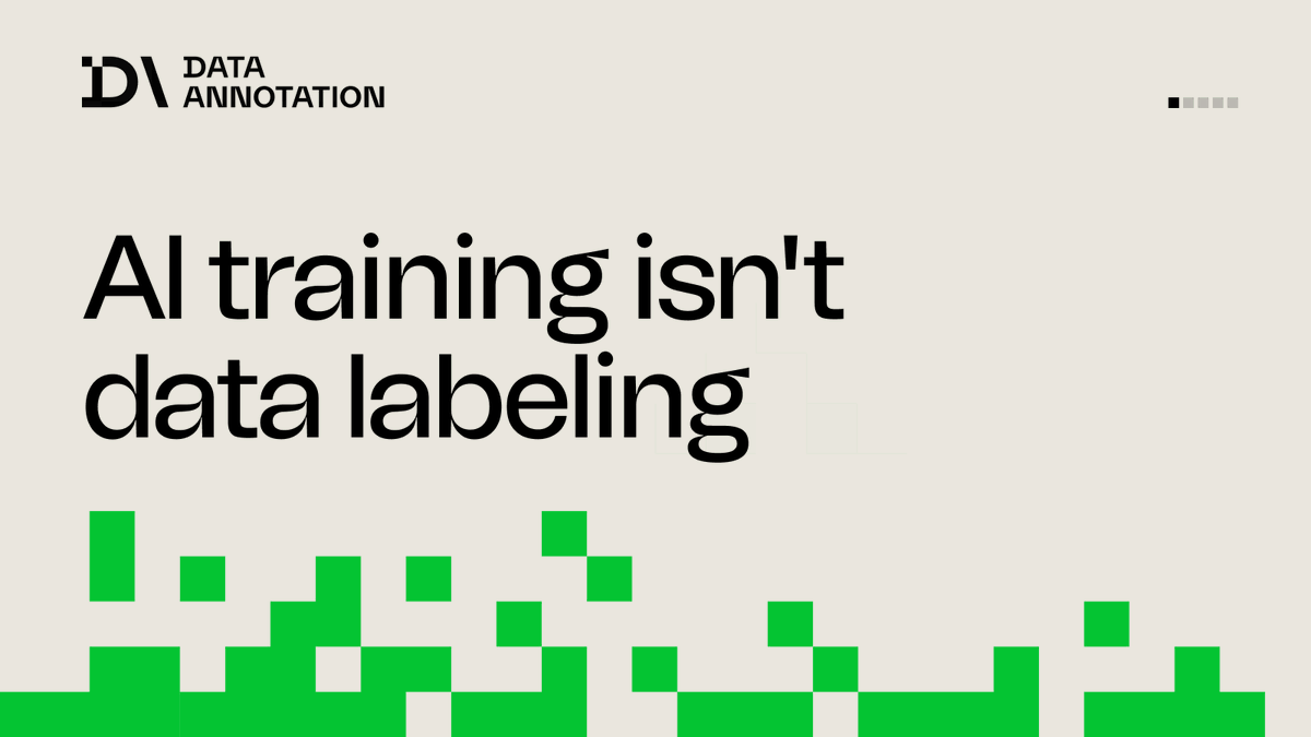 Data_Annotation's tweet photo. Data labeling and AI training aren’t the same job. DataAnnotation contributors do the latter, at rates that reflect it.

Swipe through to see what sets them apart. https://t.co/WjcbkwoocL