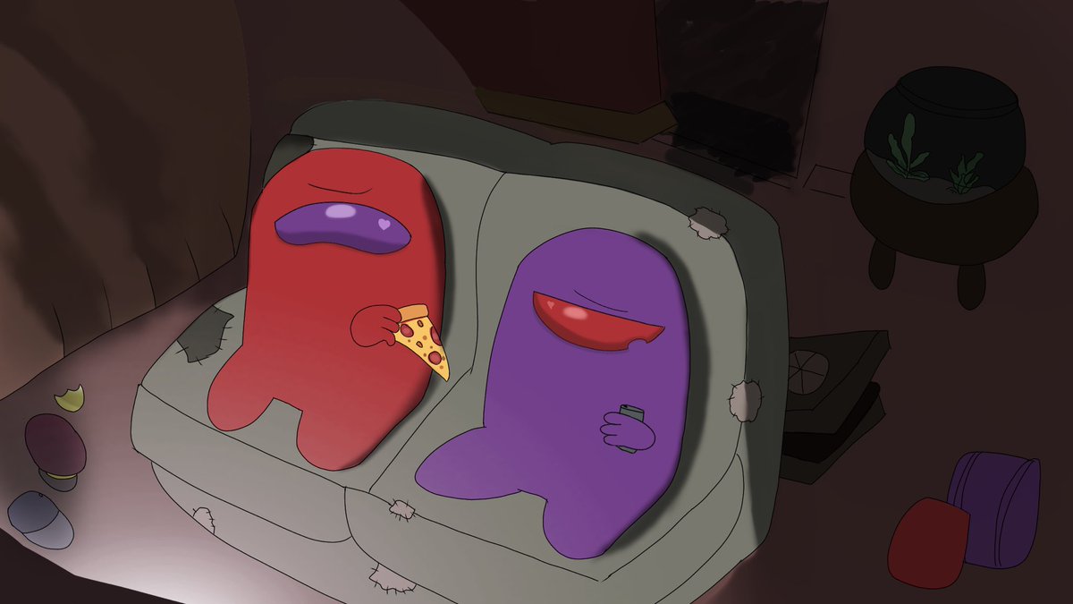 xlrein's tweet photo. Eating pizza after getting fired😋
#camtain #amongusshowfanart #redpurple https://t.co/pWmXxW6vcJ