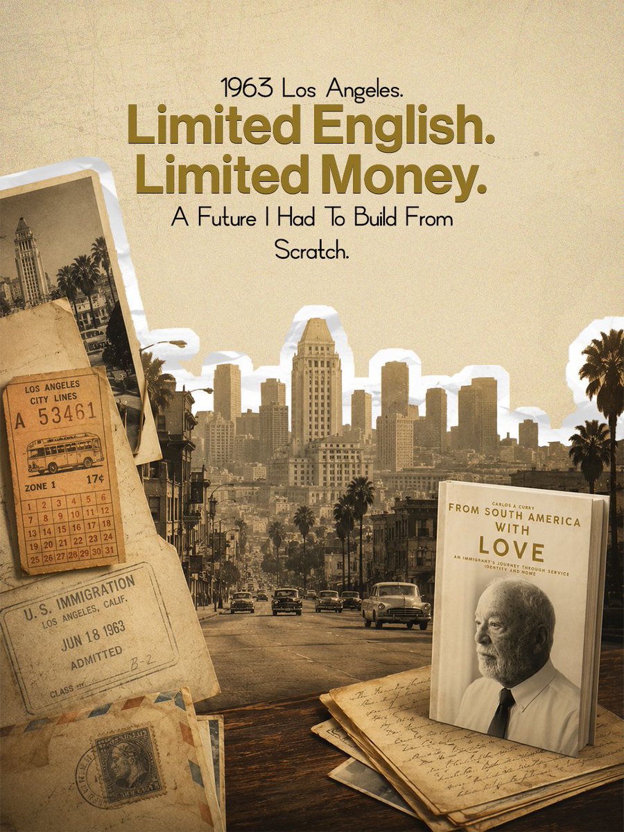 carlosAcurry's tweet photo. In 1963, Carlos arrived in Los Angeles with limited English, limited money and a future he had to build from scratch. His memoir captures the courage of starting over. 

Available on Amazon: https://t.co/GO2kmCBczC

#ImmigrantStory #AmericanDream #Memoir #LosAngelesHistory https://t.co/qn04TPSdOl