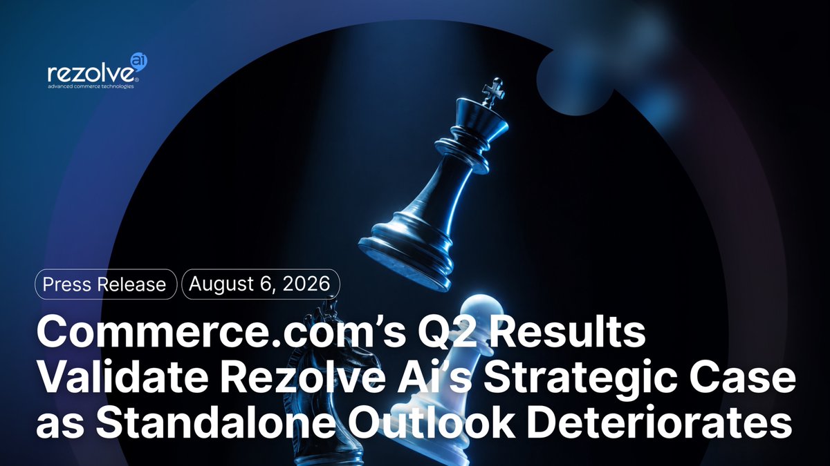 RezolveAi's tweet photo. https://t.co/GSYqMQb8f7 2Q26 results validate why Rezolve Ai proposed a strategic combination earlier this year.

https://t.co/GSYqMQb8f7 reported revenue growth of just 0.1% year-on-year. When adjusted for inflation of 3.5%, this equates to a 3.4% decline in real terms.

"The strategic logic for a combination is even stronger today than when we first approached https://t.co/GSYqMQb8f7. But time and execution have consequences.”

Read more in our press release: https://t.co/pbNm2cD8jD

#RezolveAi #AgenticCommerce $RZLV $CMRC