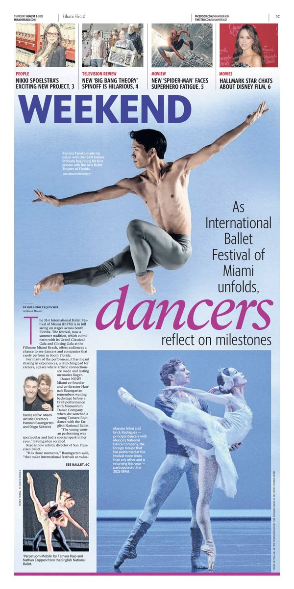 ortaquechel20's tweet photo. For those who prefer the print version... here is how my #ArtburstMiami article on @intballetfest appears in today's @MiamiHerald #ballet #galas #festival #Miami #EribertoJiménez @MHB_MIA @FillmoreMB
@ddtmiami @ArtsBallet @RubyRomero @CNDanzaMX @DanceNowMiami @ManzPrensa @MiamiDadeArts @filmewebMexico @casadanza1 @DanzadanceOrg