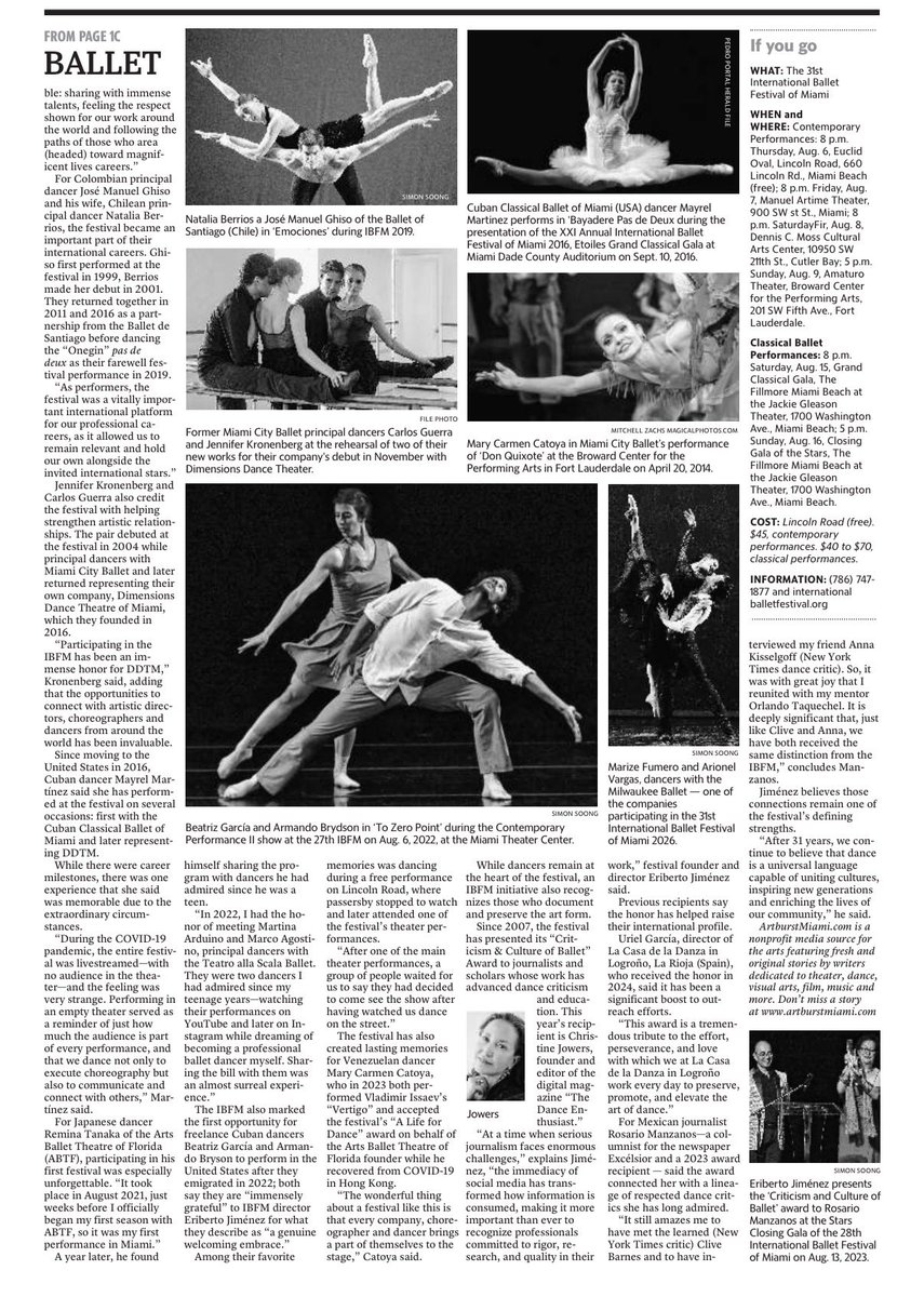 ortaquechel20's tweet photo. For those who prefer the print version... here is how my #ArtburstMiami article on @intballetfest appears in today's @MiamiHerald #ballet #galas #festival #Miami #EribertoJiménez @MHB_MIA @FillmoreMB
@ddtmiami @ArtsBallet @RubyRomero @CNDanzaMX @DanceNowMiami @ManzPrensa @MiamiDadeArts @filmewebMexico @casadanza1 @DanzadanceOrg