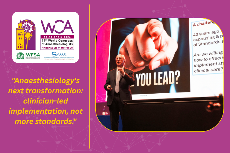 wfsawca's tweet photo. 200,000+ safety guidelines and standards exist in medicine today. Yet patient safety outcomes have plateaued.

At the #WCA2026 Harold Griffith Lecture, Prof Adrian Gelb made the case for anaesthesiology's next transformation: clinician-led implementation, not more standards. https://t.co/qX3SAtAiqA