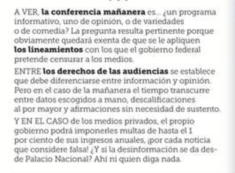 acastilloDC's tweet photo. Los medios privados pagarán hasta el 1% de sus ingresos anuales por cada noticia que el gobierno considere falsa. Si la desinformación viene de Palacio Nacional, ahí ni quien diga nada. https://t.co/7iSss34R1J