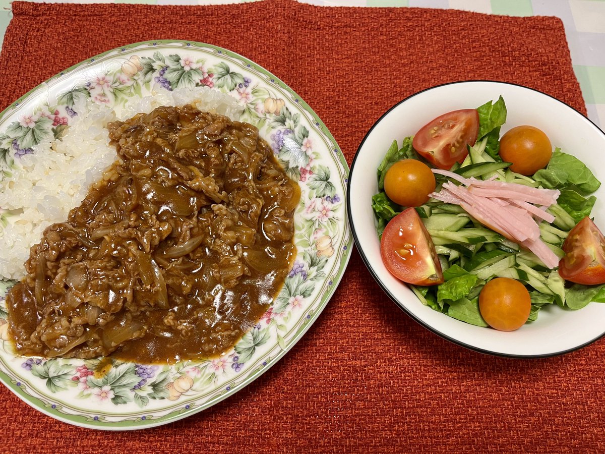 Shiii_cooking's tweet photo. #おうちご飯 

昨夜の夕飯
☆ハッシュドビーフ  #クッキングプロ
☆サラダ➕ごまドレ
☆らいでんメロン🍈←写真なし💦

きゅうり、チマサンチュ、トマト2種  #家庭菜園 

家族が 毎日カレーとハッシュドビーフでも良い←とか言うほどなんだけど、毎日の私の頑張りなんなん？🤣 https://t.co/EyIaut5JEu