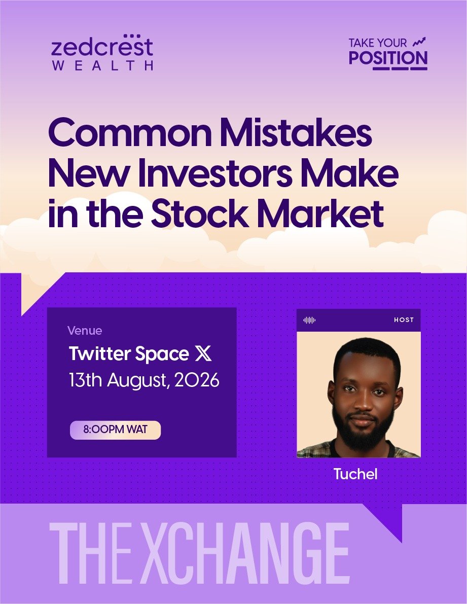 Officially_Kriz's tweet photo. The stock market is a device for transferring money from the impatient to the patient.

In partnership with @ZedcrestWealth, I’ll be your host at a Twitter Space to talk on the topic: "Common Mistakes New Investors Make in the Stock Market" on 13th August by 8pm.

There would also be a quick Finance quiz with cool rewards. 🎉🎉

Keep this date with us here😁👇
https://t.co/ZoLZtRUJHt
