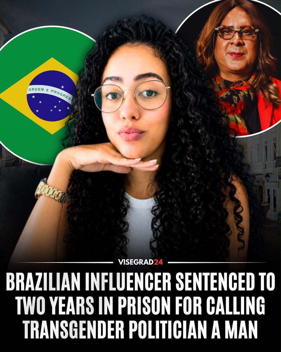 visegrad24's tweet photo. Brazilian influencer Bianca Barreto has been sentenced to two years in prison and ordered to pay R$20,000 (about $3,800) in damages after being convicted of criminal misgendering and calling a transgender woman a "man."

The conviction stems from a 2024 social media video in which Barreto referred to Congressman Duda Salabert, a transgender politician from the left-wing Socialism and Liberty Party (PSOL), using male pronouns and said, "A man is a man, a woman is a woman."

The judge ruled that deliberately referring to Salabert by biological sex constituted "social racism."