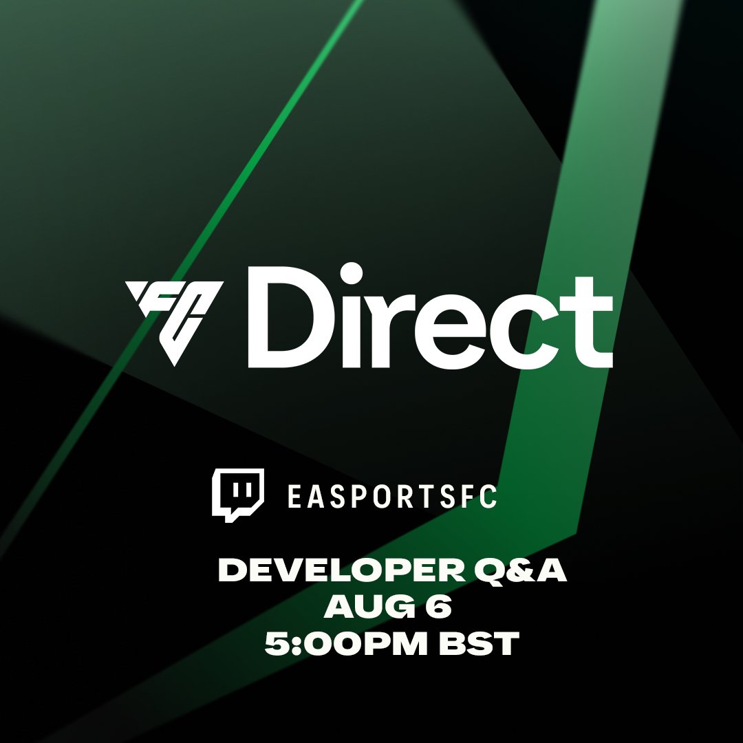 EASFCDirect's tweet photo. FC Direct starts now!

Tune in as developers from Gameplay, Ultimate Team, The Grounds &amp; Career join us live to answer community questions and share more on #FC27

Watch here: https://t.co/jkY5pIGOqE https://t.co/zpslplU0Dt