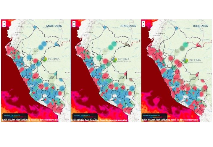 INCLIMAnews's tweet photo. Temperaturas en el #Perú en los últimos meses debido a #ElNiño
🔴  Sobre lo normal; 🔵 Debajo de lo normal. El calentamiento persiste. Importante determinar los impactos. Los Sistemas de #AlertaTemprana son herramientas estratégicas para la #Prevención https://t.co/KlTVkgbL4o