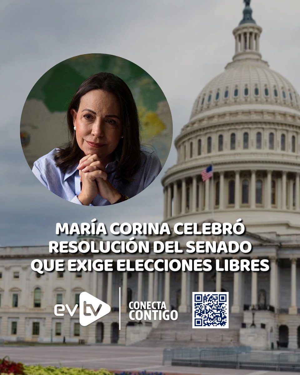 EVTVMiami's tweet photo. 🇻🇪 Maria Corina celebró resolución del Senado de EEUU que exige elecciones libres

📢 La líder @MariaCorinaYA agradeció la resolución bipartidista impulsada por los senadores Ted Cruz y Jeanne Shaheen, respaldada por legisladores de ambos partidos, que reafirma el compromiso de EEUU con la transición democrática en Venezuela.

⚠️ El documento presentado por Cruz advierte explícitamente sobre cualquier daño a la integridad de Machado o de otros líderes deslegitimará las elecciones, presumiendo al régimen responsable, y condiciona la validez del proceso a la liberación de todos los presos políticos.

📌 La líder opositora destacó que la restauración de la democracia devolverá la prosperidad al país y creará una alianza estratégica clave con EEUU en materia de economía, seguridad y lucha contra el narcotráfico.

#NoticiasEVTV #MariaCorinaMachado #TedCruz #EEUU #Venezuela