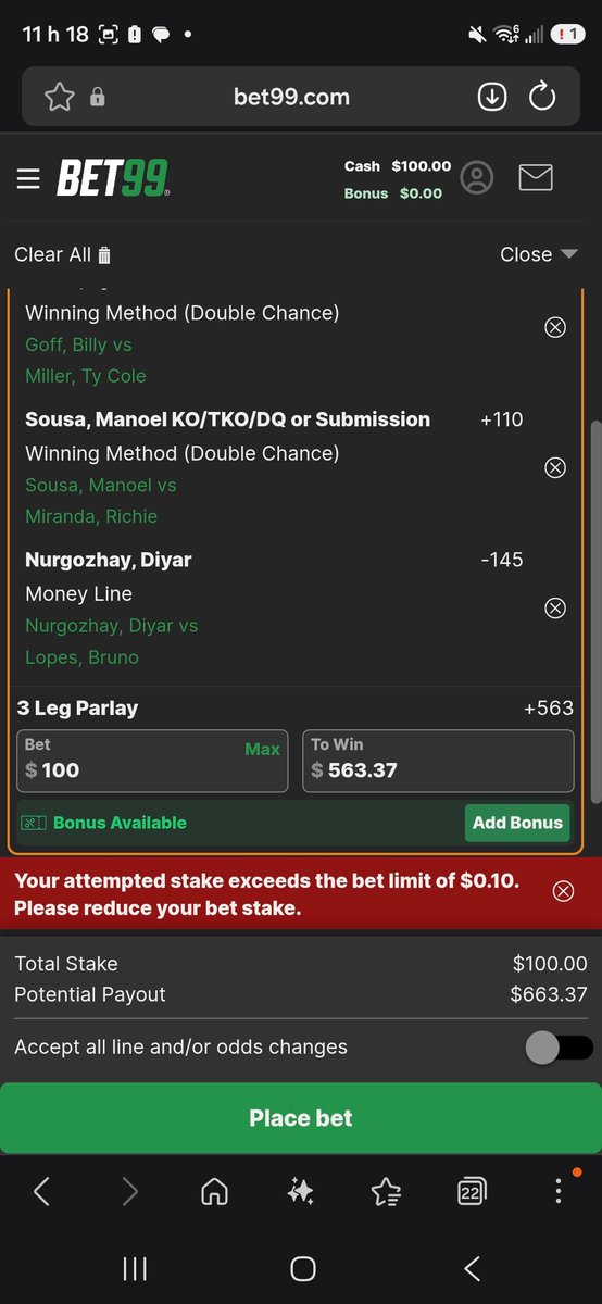 zyzzbru's tweet photo. @JourdainUFC Bet99 ma ban de faire des parlay lmao, mes last parlay 12/13 pr 11k, 12/13 pour 6k, 9/10 sur 2k men va sur un autre site lol https://t.co/oxkHr6cvZW