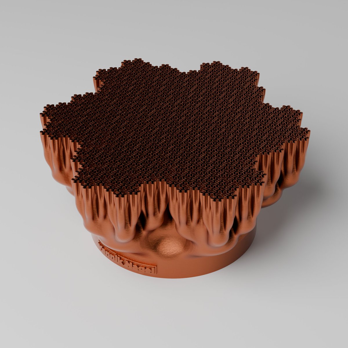 ynkngl's tweet photo. The power of algorithmic engineering and design.

Design created via a recursively applied fractal subdivision algorithm, inspired by @leap_71.

Kudos to @linkayser  and @LissnerJosefine for coming up with such a clever design. It was a lot of fun recreating it using PicoGK. 😄 https://t.co/iRdoB3gq5i