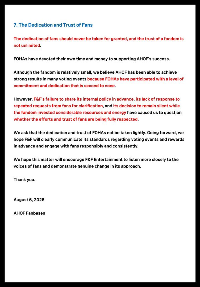 AHOF_EUR0PE's tweet photo. [📣] Statement from AHOF Fanbases regarding F&amp;F Entertainment’s Official Response. 

#LetAHOFSingOSTs #RespondFNF
@AHOF_official
@fnfent_official https://t.co/3plwHJ2lSC