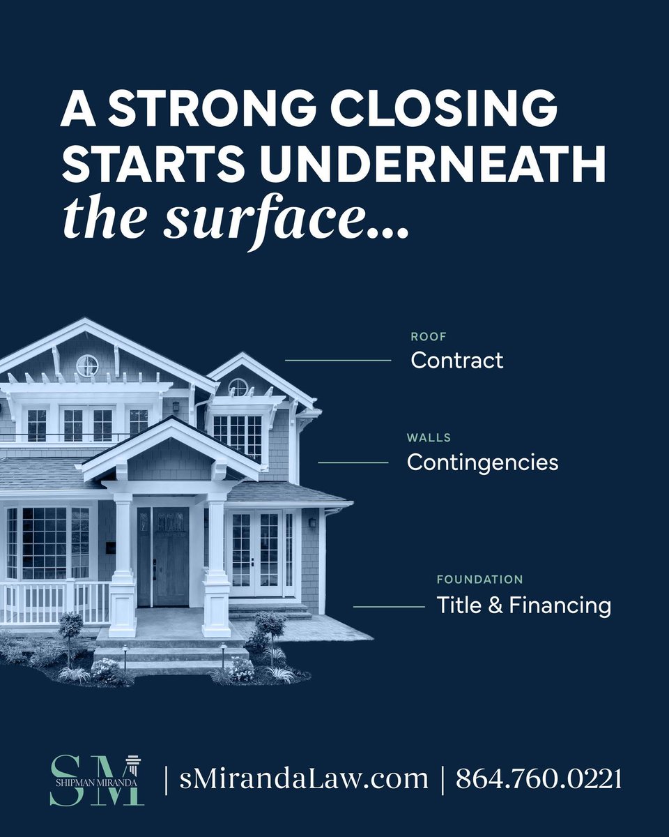 ShipMirandaLaw's tweet photo. Every detail matters. When contracts, title, financing, and deadlines are handled properly, closing day is smoother and more secure.

https://t.co/lMcfnzBfZT

#ShipmanMirandaLaw #LawyerLife ##RealEstate #RealEstateLaw https://t.co/TmEImlbX24