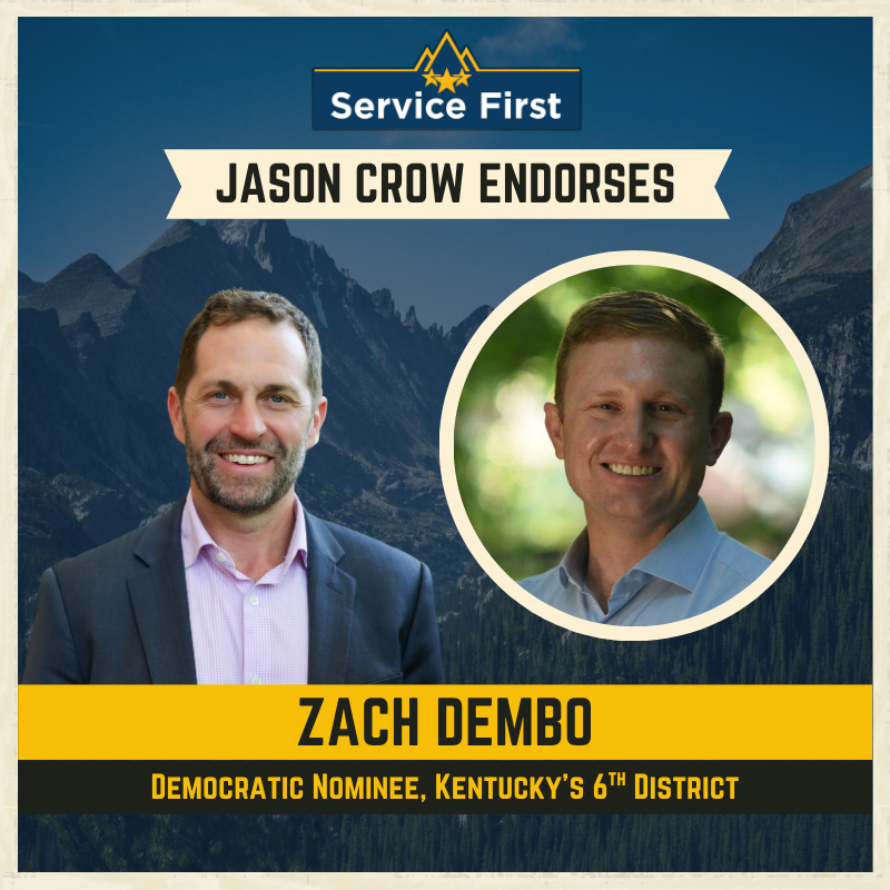 JasonCrowCO's tweet photo. I’m endorsing four more fighters who’ll flip Republican-held seats and take back the House.

@darrenforfl, @ZachDemboKY, @SamForstag, and @johnnygarciatx have spent their entire careers serving their communities.

They’re ready to take on corruption in Washington & fight for working people.