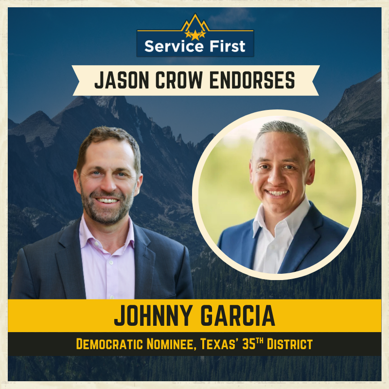JasonCrowCO's tweet photo. I’m endorsing four more fighters who’ll flip Republican-held seats and take back the House.

@darrenforfl, @ZachDemboKY, @SamForstag, and @johnnygarciatx have spent their entire careers serving their communities.

They’re ready to take on corruption in Washington & fight for working people.