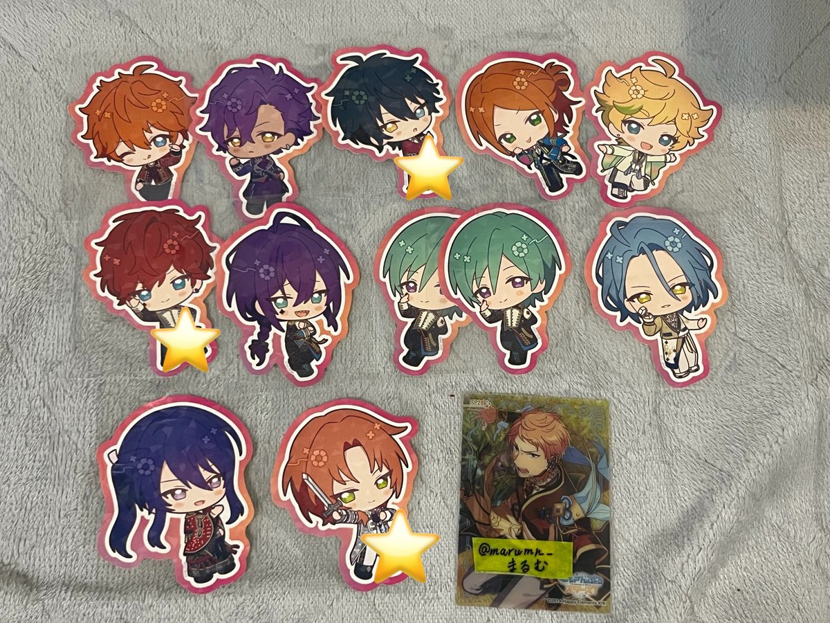marumn_'s tweet photo. 【交換/譲渡】あんスタ スタフォニ アニカフェ
譲→アクスタ…ニキ 陣
チケット風アクキー…スバル 弓弦
ステッカー…スバル アドニス みか ゆうた 宙 一彩 マヨイ 巽2 HiMERU 颯馬 レオ

求→アクスタ…奏汰 こはく 夏目 エス 維吹
アクキー…零 渉
ステッカー…零 望見 夏目 宗 渉 桃李 維吹 エス
→ https://t.co/2jO0frSlWk
