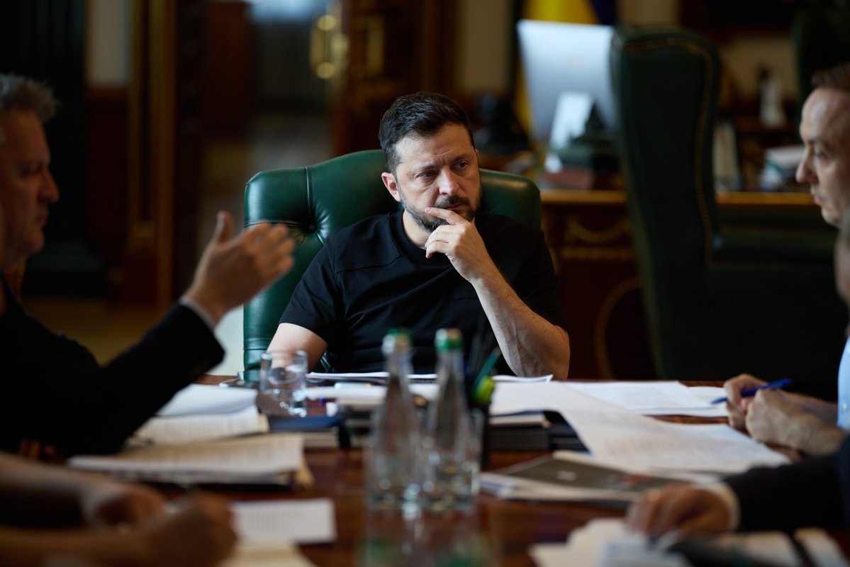 ZelenskyyUa's tweet photo. I held a coordination meeting on our sanctions – all types of sanctions against Russia for this war. The main task is not to give Russia time to adapt to the restrictions. We see that every Russian missile, every drone, and most other types of Russian weapons contain critical components from other countries, without which such weapons simply could not exist. 

We also discussed Russia’s use of machine tools and technologies that Moscow is generations behind in and certainly could not have developed on its own. More pressure is needed to restrict such ties between the aggressor state and the rest of the world. 

I have instructed that a clear plan be drawn up for a special sanctions operation that must significantly constrain Russia’s military industry – targeting specific companies in the areas we have identified. Every participant in the meeting received clear tasks. I expect them to be carried out in full. Glory to Ukraine!