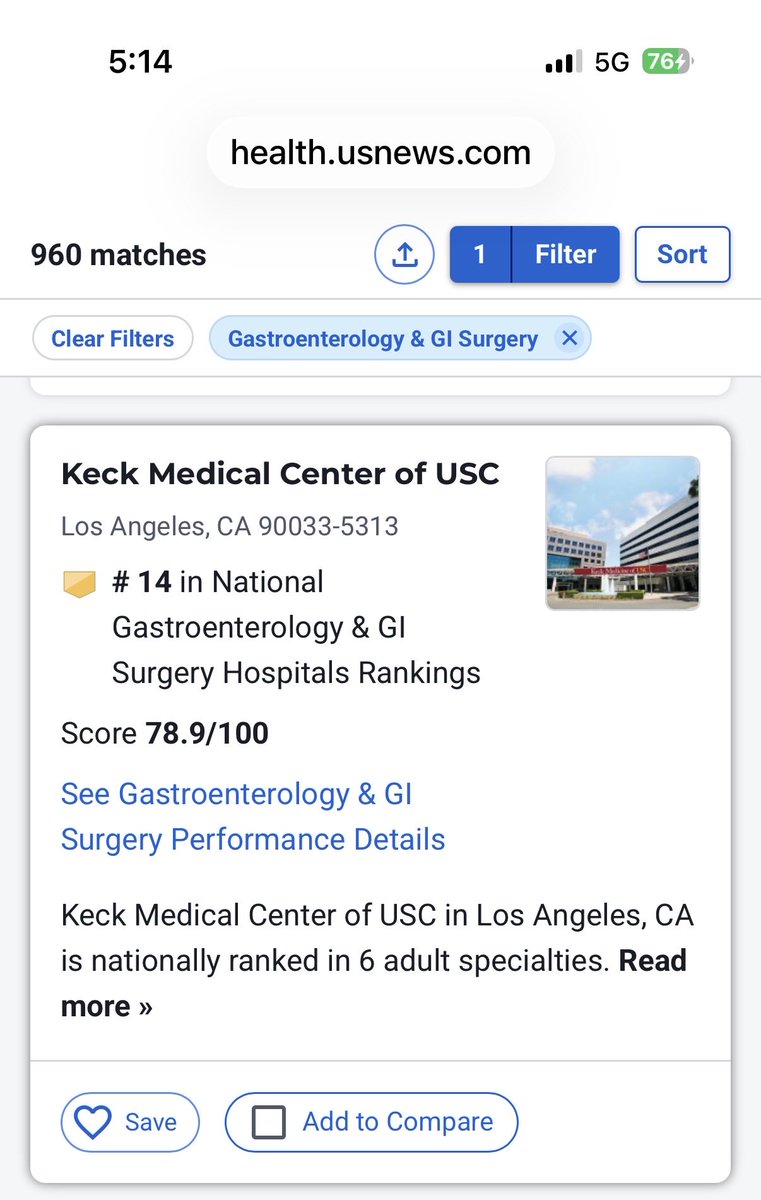 liphamjohn's tweet photo. Congratulations to Keck USC Gastroenterology &amp; GI surgery for being Nationally Ranked!! https://t.co/36QSK49mKq