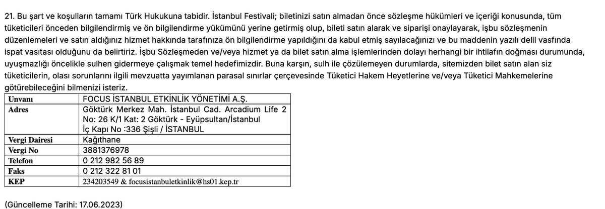 zeynepcaglaerin's tweet photo. @istfestivali @WhiteOrganisat @ticaret https://t.co/XbPPb1AeYt 

Bilet Satın Alma Süreci ve Taahhüt Edilen Hizmet:15 Ağustos 2026 tarihinde İstanbul Festivali kapsamında gerçekleşecek olan Monsta X konseri için Nisan 2026 tarihinde organizatörün/bilet satış platformunun resmi web sitesi üzerinden "Tribün" kategorisinden bilet satın almış bulunmaktayım (Ek 1: Bilet / Fatura Belgesi). Satın alma işlemi sırasında web sitesinde tüketicilere sunulan resmi oturma planında ve alan şemasında (Ek 2: Nisan 2026 Tarihli Web Sitesi Krokisi); Tribün alanının Ana Sahne'ye yakın bir konumda yer aldığı, VIP ve Sahne Önü alanlarının yan tarafını kapsayacak şekilde konumlandırıldığı görülmektedir. Bilet satın alma tercihim ve ödediğim bedel, doğrudan bu konum avantajına dayanmaktadır.
Hizmet Sözleşmesine Aykırılık ve Tek Taraflı Değişiklik:Organizatör firma tarafından 5 Ağustos 2026 tarihinde resmi sosyal medya hesaplarında (Instagram: @istfestivali) paylaşılan güncel festival alanı görselinde/videosunda (Ek 3: 5 Ağustos 2026 Tarihli Sosyal Medya Paylaşımı ve Alan Görseli); önceden Tribün olarak gösterilen sahneye yakın paralel alana "Loca" yerleştirildiği, tüketicilere taahhüt edilen "Tribün" alanının ise tüketicinin bilgisi, onayı ve rızası olmaksızın arkaya, "Genel İzleyici" alanının hizasına/arkasına taşındığı tespit edilmiştir.
Hukuki Gerekçe:6502 sayılı Tüketicinin Korunması Hakkında Kanun’un "Ayıplı Hizmet" başlıklı 13. maddesi uyarınca; “Ayıplı hizmet, sözleşmede kararlaştırılan saatte başlamaması veya sağlayıcı tarafından bildirilen reklam ve ilanlarda yer alan özelliklere aykırı olması nedeniyle sözleşmeye aykırı olan hizmettir.”Satıcı firma, satış aşamasında ilan ettiği kroki ile tüketiciye taahhüt ettiği hizmet kalitesini ve fiziki imkanları tek taraflı olarak tüketici aleyhine değiştirmiştir. Bu durum açıkça ayıplı hizmet ve yanıltıcı ticari uygulama niteliğindedir. Tüketici, daha geride yer alan bir tribün deneyimi için değil, sahneye paralel ve öncelikli konumda yer alan bir tribün deneyimi için söz konusu bedeli ödemiştir.