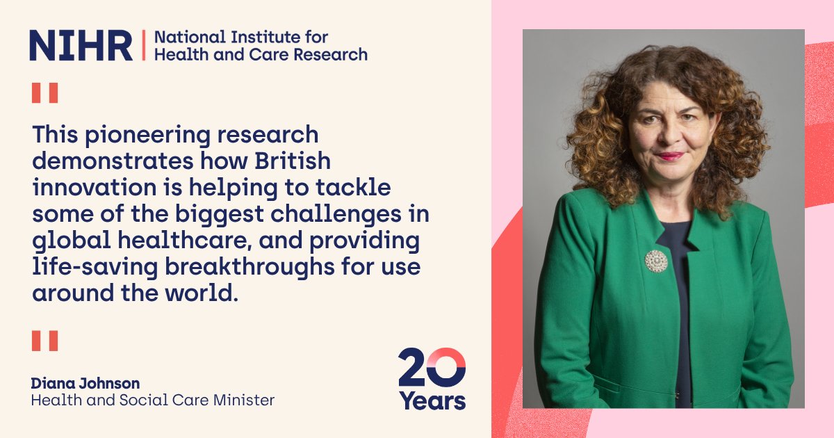 NIHRresearch's tweet photo. “This pioneering research demonstrates how British innovation is helping to tackle some of the biggest challenges in global healthcare, and providing life-saving breakthroughs for use around the world.

“Right now, people are dying of preventable diseases all over the world, not due to a lack of vaccines, but a lack of refrigeration. Fridge-free vaccines have the potential to be a game-changer for global health, especially for people in remote communities, or regions affected by conflict.

"Backed by NIHR's world-leading research, this breakthrough shows once again how our investment in science and life sciences is driving better health outcomes, while supporting economic growth and reinforcing the UK's position at the forefront of medical innovation."

- @DianaJohnsonMP, Health and Social Care Minister at @DHSCgovuk, on today's exciting vaccine research news from @SouthamptonBRC and @SouthamptonCRF