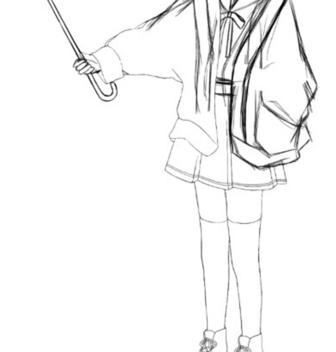 upitantanpi's tweet photo. 線画の進め方がだいぶキモい自覚はあるが遅筆の私が早く描ける唯一の方法である
ラフを削って線出して行くと線の強弱もつけやすくて楽
とんでもなく上半身がラフすぎる
片鱗のJKです。 https://t.co/ejt93co55r