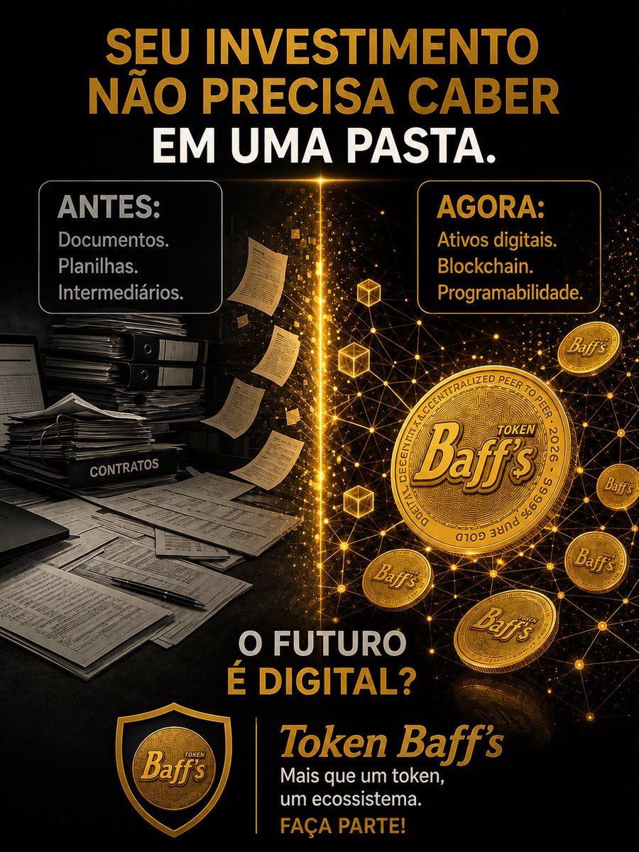 TokenBaffs's tweet photo. Não guarde seu investimento em uma pasta. Faça parte da transformação digital com a Token Baff’s. 💛

#TokenBaffs #Blockchain #AtivosDigitais #Inovação #Web3 #Investimento #Tecnologia #FuturoDigital https://t.co/uXmfRbdm0J