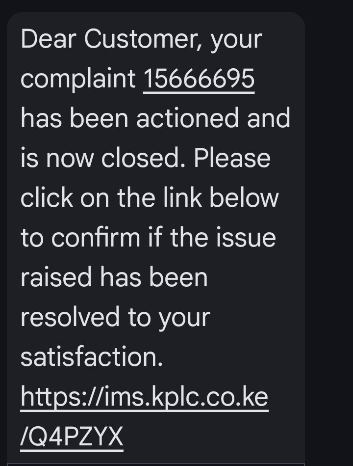 georgehebron's tweet photo. I logged an incident last night at around 1 am. You send me a message that it has been resolved yet there is no power till now . Such incompetence ! Who closed the issue and how did they resolve it and where? Uzembe tu Kila mahali 
@KenyaPower_Care https://t.co/hGy1eeDnip