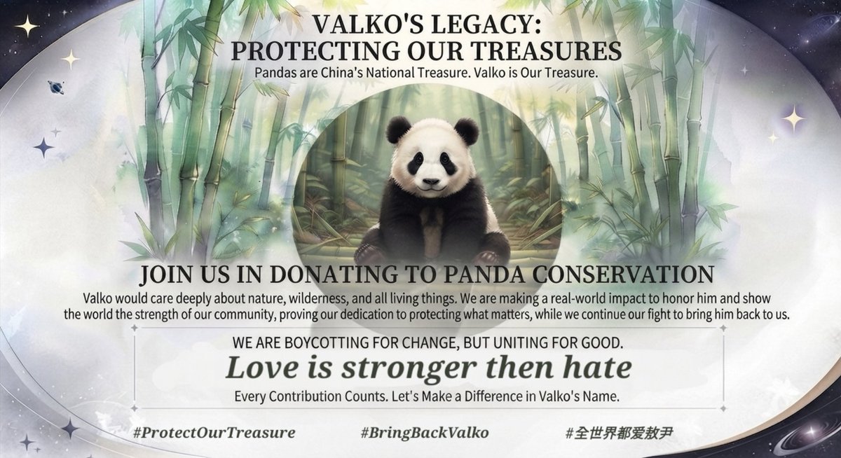 justyour_aurora's tweet photo. 🐼 Valko's Legacy: Protecting Our Treasures 🐼

​To all who hold Valko dear:
What do you think about channeling our passion into something truly meaningful?🥹

It is a well known fact that Giant Pandas are considered China’s national treasure. As we came to love Chinese culture and country in general thanks to LaDS, it feels only suitable to express it in the way that really matters. 
Valko is known to care about forest and about those who live there, I am sure he will be so happy to see us join hands for this beautiful cause. 
​Valko is our treasure,  we fight for him to come back to us, and Conservations, parks across China are working hard to preserve this precious gift, Giant Pandas, by breeding and research.

​We may be boycotting for change, but we are also coming together to make a real-world impact that matters.
​Let’s turn pain into purpose. Every contribution counts. Let's make a difference in Valko's name.

You can donate through links below, but you are welcome to donate to different organizations as well❤️
Let's howl for love. Love is stronger then hate 🐺

🐼Hong Kong ocean park GIANT PANDA CONSERVATION ↙️
https://t.co/JG69YYyOGe

🐼Symbolically adopt a GIANT PANDA on WWF ↙️
https://t.co/GAc4A8sSh8

I am waiting for Chengdu Research Base of Giant Panda Breeding to answer my email to know if we can donate to them directly. I will update information in a later date if it will be possible. 

#全世界都爱敖尹 #ProtectOurTreasure #BringBackValko