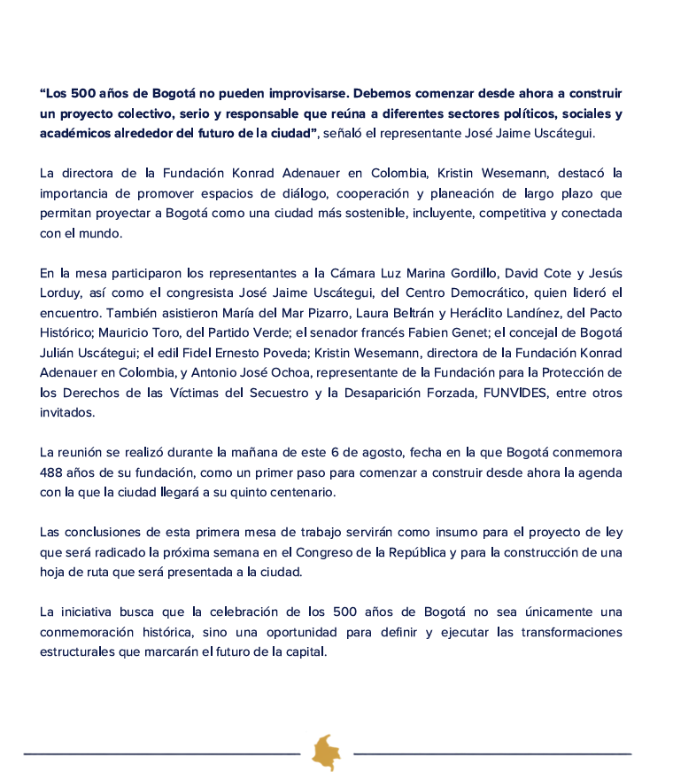 NoticiasRCN's tweet photo. #Noticia | Por el aniversario de Bogotá, congresistas de diferentes bancadas se reunieron para estudiar una propuesta que beneficie a la capital. Representantes del Centro Democrático, el Pacto Histórico y otros partidos presentarán el proyecto la próxima semana ante el Congreso. https://t.co/6vM457ZBoB