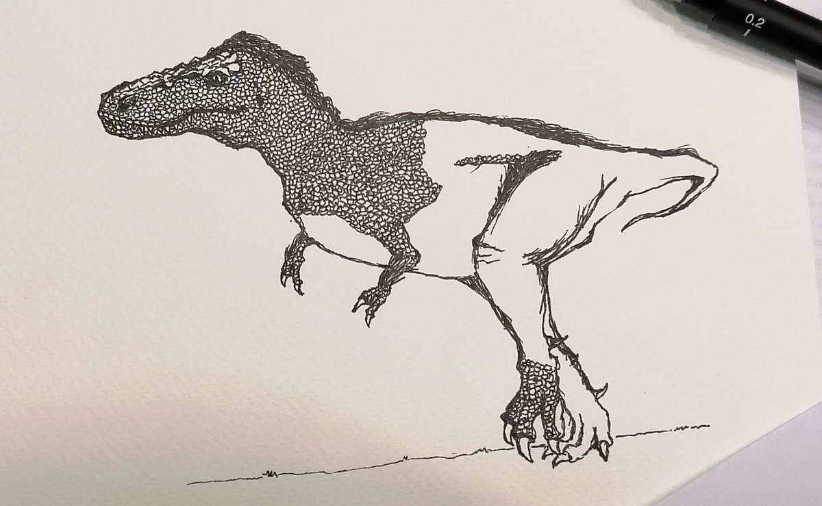 amartinezgiralt's tweet photo. Us en comparteixo també el procés de dibuix i d'acolorit, que inclou l'escatat.
Ara només espero poder lliurar aquest T-Rex a l'homenatjat! (6/6)
#tyrannosaurusrex #T_Rex #tiranosaure #dinosaure
#dibuix #dibuixamà https://t.co/07540qfMCD