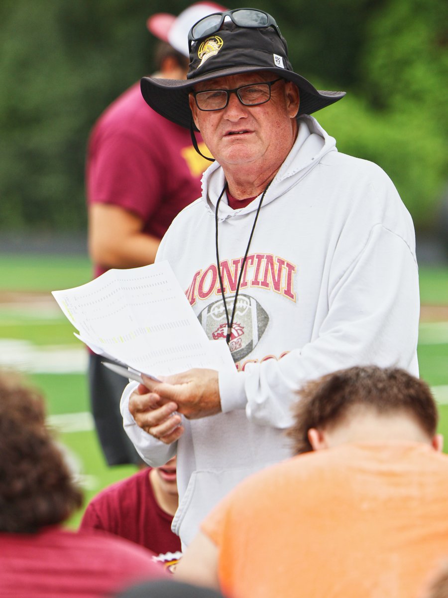 MontiniCatholic's tweet photo. The road to three is paved with preparation. Thanks, Coach Bu, for your unmatched dedication to Montini Football!  Let's go get this, Broncos! @MontiniFootball https://t.co/7bhrY1fwqq