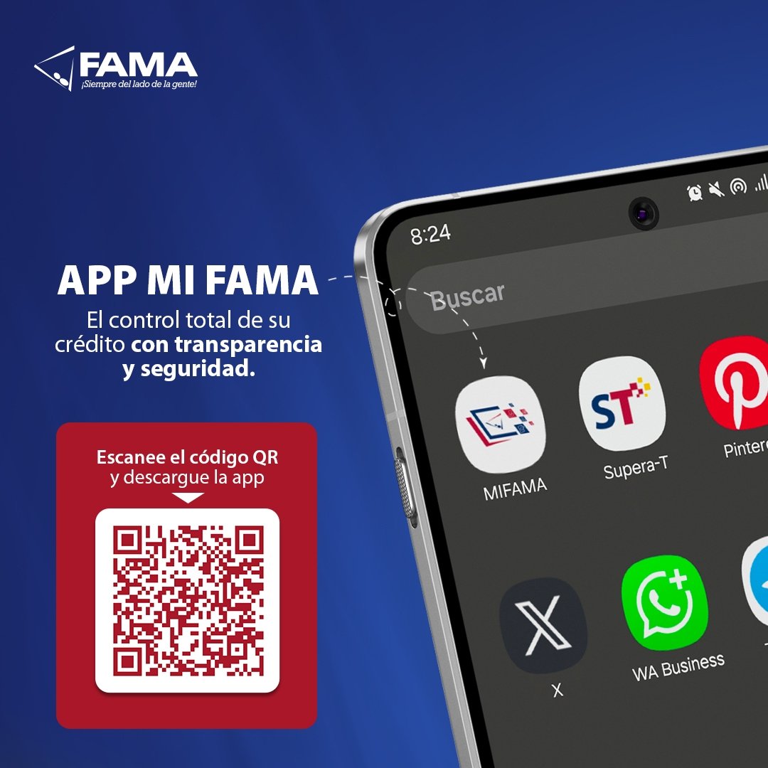 fama_nic's tweet photo. El control de su crédito al alcance de su mano. Con la App Mi FAMA usted puede consultar su saldo, fecha de pago o información acerca de su cuenta de crédito y localizar su sucursal FAMA o punto de pago alternativo más cercano. 
Descargue la app MI FAMA de su tieda favorita https://t.co/Vnmw9osZHt