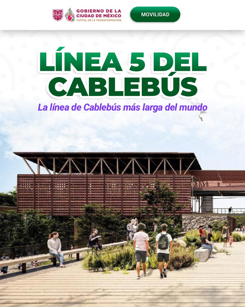 ClaraBrugadaM's tweet photo. La Línea 5 de @MICablebusCDMX será la más larga del mundo y representa una nueva forma de hacer justicia: llevar el mejor transporte público a quienes durante décadas fueron los últimos en recibir infraestructura y oportunidades. https://t.co/7uhcXQWCoH