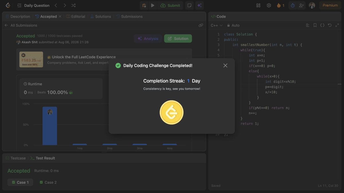 akash31_2004's tweet photo. 🔹DAY - 66 🚀

✅LC- POTD
✅GFG- solve 2 question
✅Web dev- start a new project on gen AI

#CodingJourney #DSA #Programming #PlacementPrep https://t.co/P7Gwly6CoB