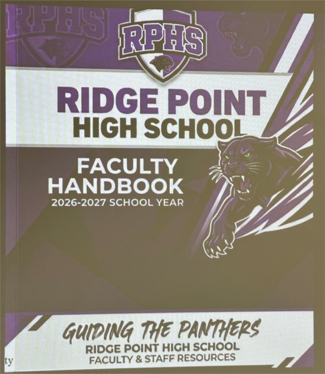 RPHS_Panthers10's tweet photo. @RGAPMobileLive @RPHSCounselors @RPHS_CCR @RPHS_Science @ClemKassi @RPHS_French @RidgePointChoir @RPHS_MCJROTC @PhysicsRphs @RPHSBiology @FBISDscience @rphs_theatre @FBISDFineArts ๐ฅ#ALLIn26๐ฅ: Mr. Smith, AP, Coach Sanders, and Coach Richter #WalkItOut w/Ts presents the 2026-27 Faculty Handbook! @RGAPMobileLive #MakeYourMark @RPHS_Theatre @FBISDFineArts https://t.co/J4SAjZW1p9