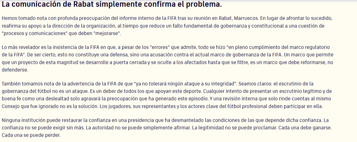 okdobleamarilla's tweet photo. 🚨#AHORA | Duro comunicado de #FIFPRO, el Gremio de jugadores a nivel mundial, contra Gianni #Infantino
📌En un extenso texto, el sindicato liderado por el argentino Sergio Marchi, calificó la propuesta Forward Enterprise como "abuso de poder", denunciaron falta de transparencia que generó un "daño irreversible" en los jugadores y el mundo del fútbol
📌Además llamaron al pedido de disculpas como insuficiente y que "reduce el problema a un tema menor"
📌Por último, confirmó el envío de una carta directa a FIFA y a su presidente con diferentes puntos