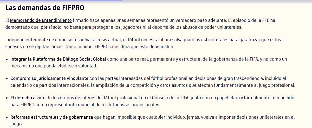 okdobleamarilla's tweet photo. 🚨#AHORA | Duro comunicado de #FIFPRO, el Gremio de jugadores a nivel mundial, contra Gianni #Infantino
📌En un extenso texto, el sindicato liderado por el argentino Sergio Marchi, calificó la propuesta Forward Enterprise como "abuso de poder", denunciaron falta de transparencia que generó un "daño irreversible" en los jugadores y el mundo del fútbol
📌Además llamaron al pedido de disculpas como insuficiente y que "reduce el problema a un tema menor"
📌Por último, confirmó el envío de una carta directa a FIFA y a su presidente con diferentes puntos